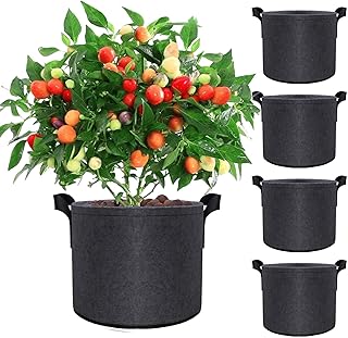 5 Pack 15 Gallon Extra Large Grow Bags -Thickened Non-Woven Fabric Plant Pots for Fruit Trees, Shrub