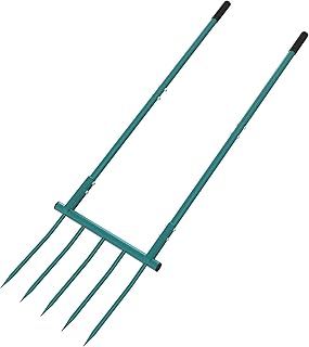 Broad Fork Garden Tool, 5 Tines 20 in Broadfork Hand Tiller, 55 inch Heigh Pitch Fork, Ergonomic U-S