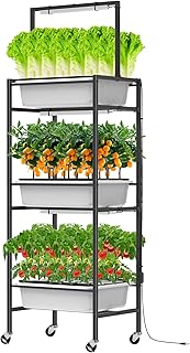 DAMEING Large Hydroponics Growing System Kit 60 Pods, Removable Herb Garden with LED Full-spectrum P