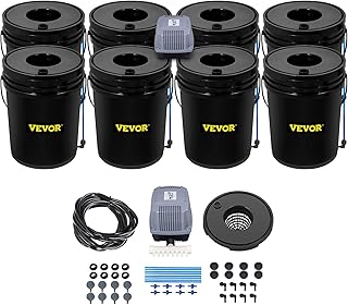 VEVOR DWC Hydroponic System, 5 Gallon 8 Buckets, Deep Water Culture Growing Bucket, Hydroponics Grow