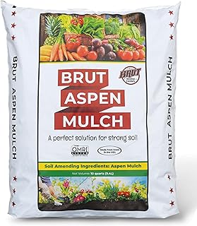 Brut Organic Aspen Mulch, 10 Quart, Odor-Free, Nutrient Rich, High Water Retention, for Vegetable Ga