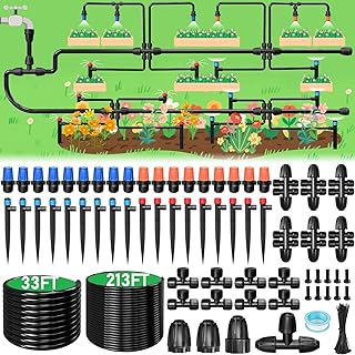 246FT Drip Irrigation System, Automatic Drip Irrigation Kit with 1/2