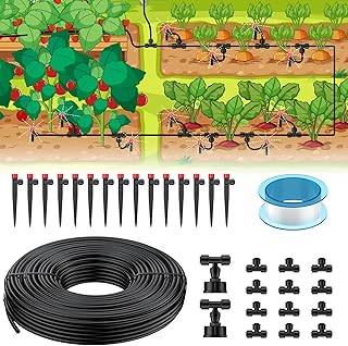 Pawfly 50ft Drip Irrigation System Kit - Quick-Connect Garden Watering System with 1/4
