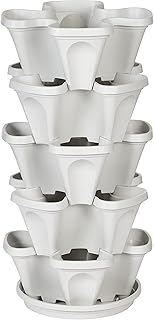 Mr. Stacky 5 Tier Stackable Strawberry, Herb, Flower, and Vegetable Planter - Vertical Garden Indoor