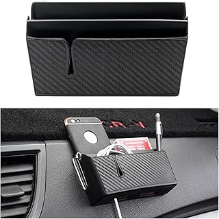 Car Storage Box - Multifunctional Carbon Fiber Car Cell Phone Holder, Auto Dashboard Pocket Organize