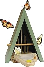 Butterfly House and Feeder - Natural Habitat to Attract Butterflies to Your Garden (Blue)