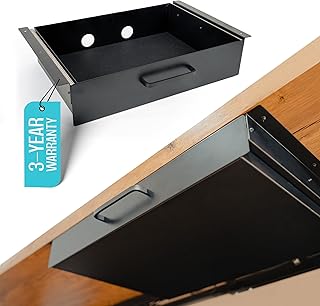 Storage Drawer - Carbon Steel Underdesk Drawer Slide Out, 17.7 x 12 x 4 in, Matte Black - Premium Qu