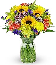 Benchmark Bouquets - Flowering Fields (Glass Vase Included) - Fresh Flowers for Delivery - Gift for 