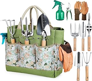 Gardening Tools 9-Piece Heavy Duty Garden Hand Tools with Fashion and Durable Garden Tools Organizer