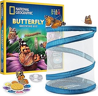 National Geographic Butterfly Growing Kit - Butterfly Habitat Kit with Voucher to Redeem 5 Caterpill