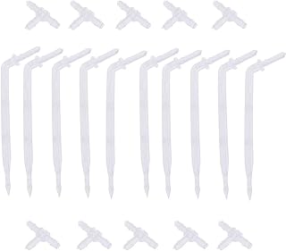 10 Sets White Drip Emitters with 3-Way Connector Curved Arrow Dripper Potted Plants Bend Sprinklers 