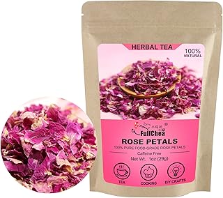 FullChea - Dried Rose Petals - 1oz/29g - Edible Flowers Real Rose Petals - Non-GMO - Caffeine-free -