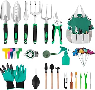 Garden Tool Set, Including 9 Succulent Tool Sets, 6 Large Heavy-Duty Aluminum Gardening Tools, with 