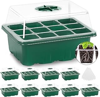 MIXC 10 Packs Seed Starter Tray Seed Starter Kit with Humidity Dome (120 Cells Total Tray) Seed Star