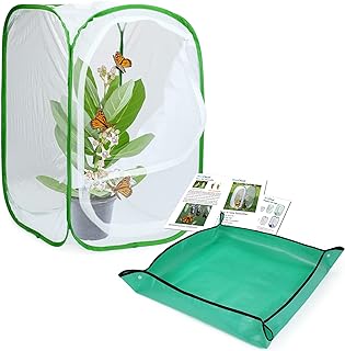 Butterfly Habitat with Poo Poo Platter, Monarch Butterfly Cage with Poo Poo Tray Mat 24 Inches Tall
