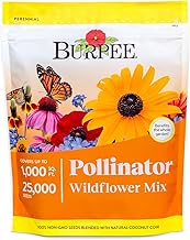 Burpee Wildflower 25,000 Bulk, 1 Bag, 18 Varieties of Non-GMO Flower Seeds Pollinator Garden, Pollin