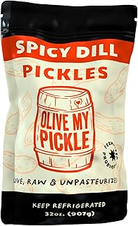 Olive My Pickle Fermented Spicy Dill Pickle - 32 oz | 1 Pack Bundle of Probiotic Spicy Pickles Koshe
