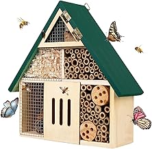 Bee House Hanging Insect Hotel – Natural Wooden Bee Hotel for Outdoors, DIY Insect Shelter for Garde