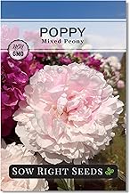 Sow Right Seeds - Mixed Peony Poppy Seeds for Planting - Non-GMO Heirloom Annual Poppies for Flower 