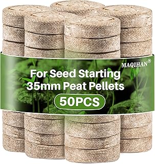 MAQIHAN 50PCS Peat Pellets for Seedlings - 35MM Seed Starter Pellets Peat Pods for Starting Seeds Ga