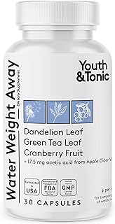 Youth & Tonic Water Weight Away – Herbal Diuretic Pills for Water Retention, Swelling & Belly Bloati