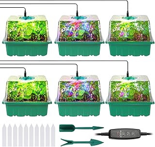 Seed Starter Trays with Grow Lights, 72 Cells Seed Starter Kit with Lights, 3 Lighting Mode, 4 Timin