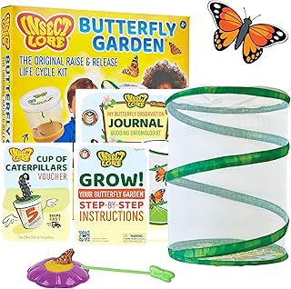 Insect Lore Raise and Release Butterfly Garden Kit – Caterpillar Habitat with redeemable Voucher – S