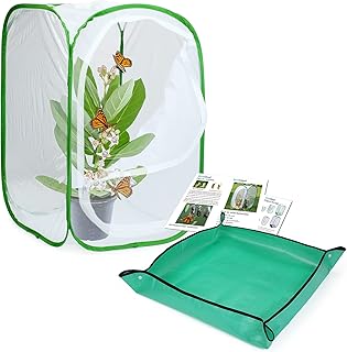 Butterfly Habitat with Poo Poo Platter, Monarch Butterfly Cage with Poo Poo Tray Mat 24 Inches Tall