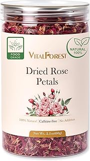 Dried Rose Petals Edible, 2.1oz (60g) Food Grade Rose Petals Tea– Culinary Roses Petals for Tea, Dri