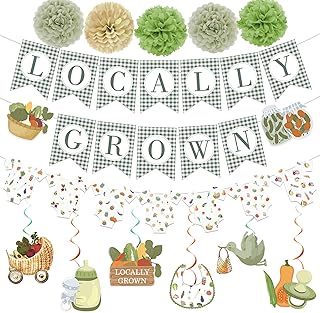 Locally Grown Baby Shower Banner - Farmers Market Baby Shower Decorations Vegetables Fruit Farmer Ma