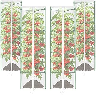 ZeeDix Birds Netting for Garden Tomato Cage, 4 Pack Garden Mesh Cage Fruit Tree Insect Blueberry Bus
