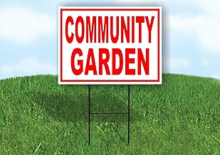 COMMUNITY GARDEN RED WHITE - Double Sided Yard Sign ROAD SIGN with Stand
