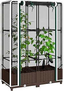 Outsunny Raised Garden Bed with Trellis, 46.5