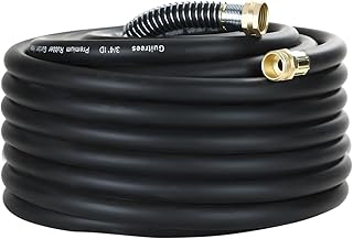 75FT 3/4 Heavy Duty Rubber Garden Hose - 200psi Working, 1000psi Burst - Hot/Cold Water - Five-Layer