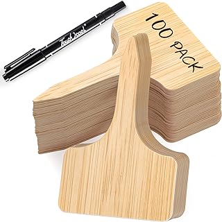 VITEVER 100pcs Plant Labels, T-Type Plastic Tags with Marker Pen, Waterproof Garden Signs for Outdoo