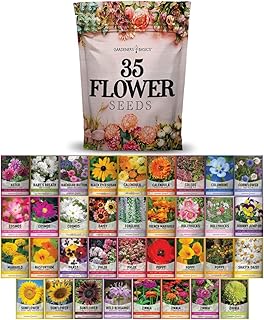 Gardeners Basics, Flower Seeds Packets for Planting 35 Individual Varieties Perennial, Annual, Wildf