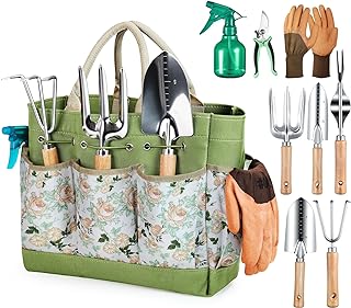 Gardening Tools 9-Piece Heavy Duty Garden Hand Tools with Fashion and Durable Garden Tools Organizer