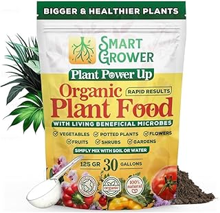 Organic Plant Food with Beneficial Microbes, Fast Acting Vegan Fertilizer for Vegetable Garden, Outd