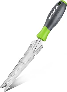 WORKPRO Hand Weeder Puller, 5-in-1 Stainless Steel Garden Trowel with Soft Handle, Gardening Weeding