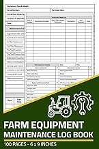 Farm Equipment Maintenance Log Book: Agriculture Machinery Repair & Service Record with Daily Inspec