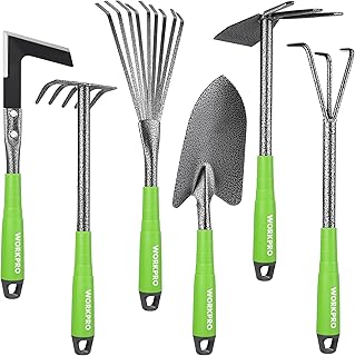 WORKPRO 6-Piece Garden Tool Set, Heavy Duty Gardening Hand Tools with Soft Rubber Handle, Including 