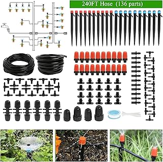 240FT Drip Irrigation System Kit, Automatic Garden Watering Misting System for Greenhouse, Yard, Law